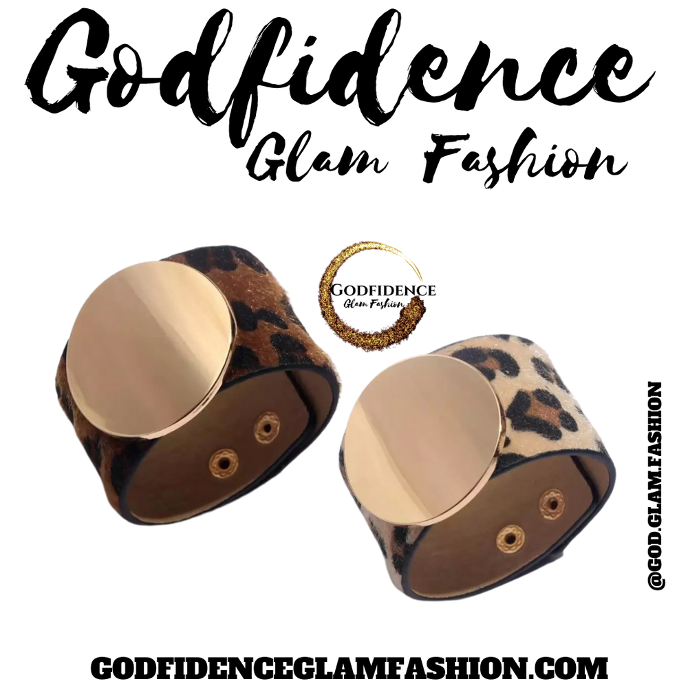Who gon' check me?! Gold Circle Leopard Print Snap Bracelets