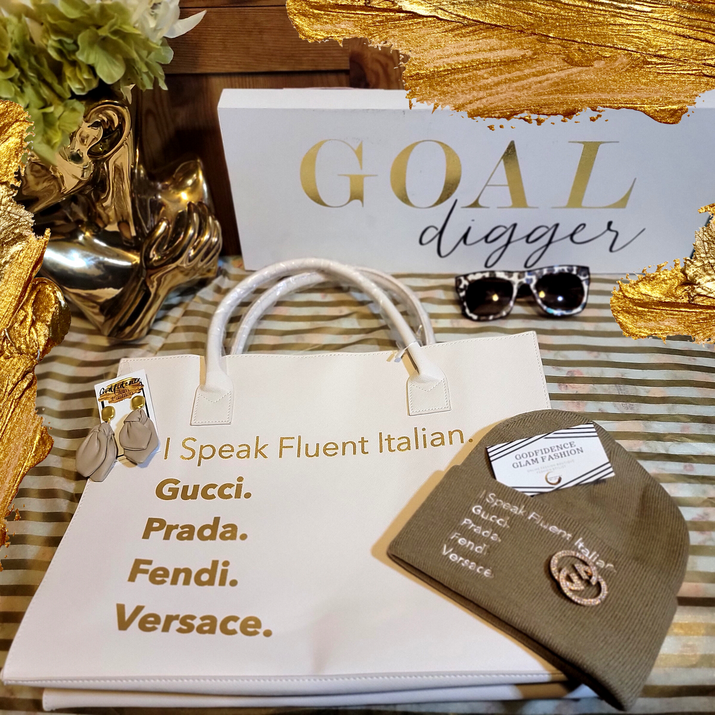 I Speak Fashion BEANIE - Fluent Italian (Wheat)