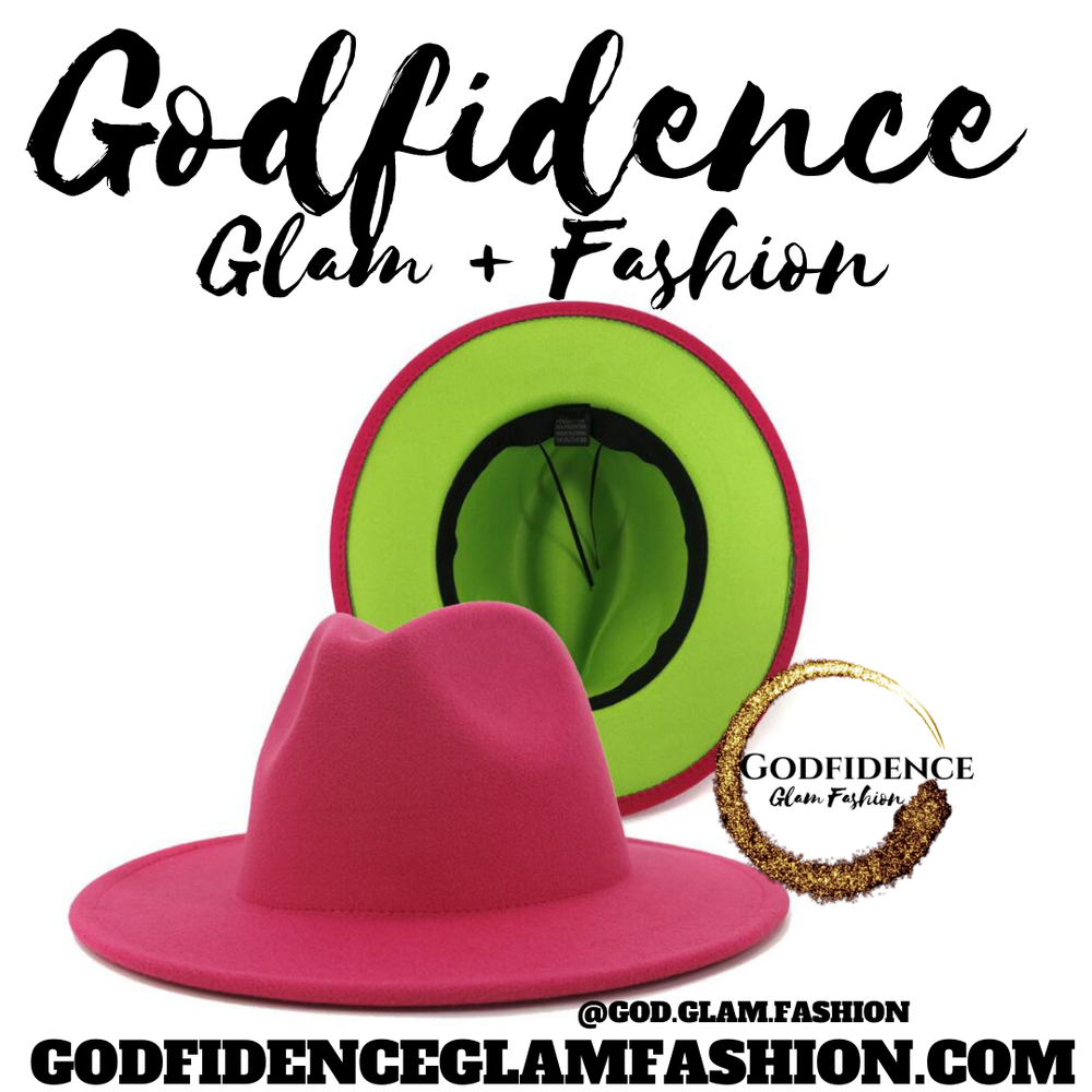 Tianna | Pink & Green Two-Tone Fedora Hat