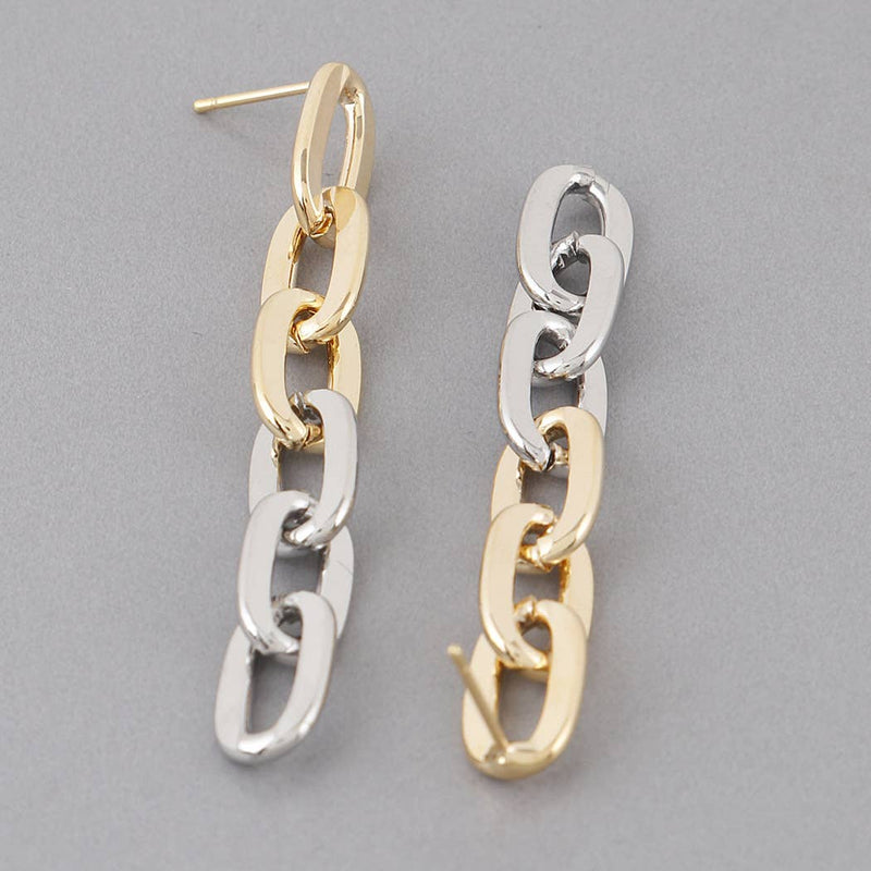 Mixed Metals | Silver and Gold Chain Link Earrings