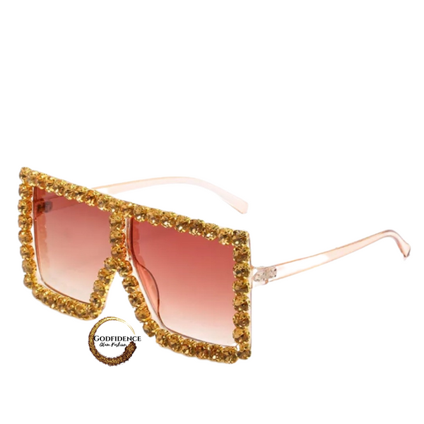 Studded Blocker Bougie Sunnies | Rhinestone Trimmed Oversized Sunglasses