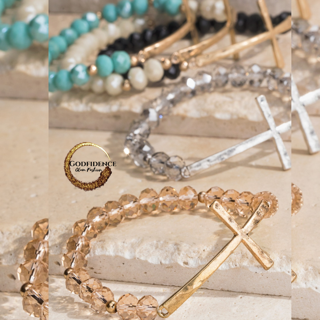 Wrapped in Faith | Cross Beaded Bracelet