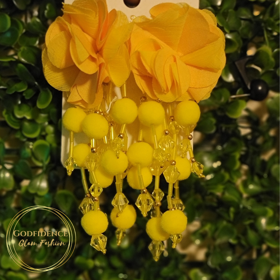 Yellow Rose Glam Dangles | Beautiful Yellow Mix Beaded  Earrings