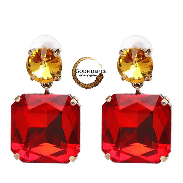 Bed of Roses | Tantalizing Orange/Red Crystal 2-Tier Earrings