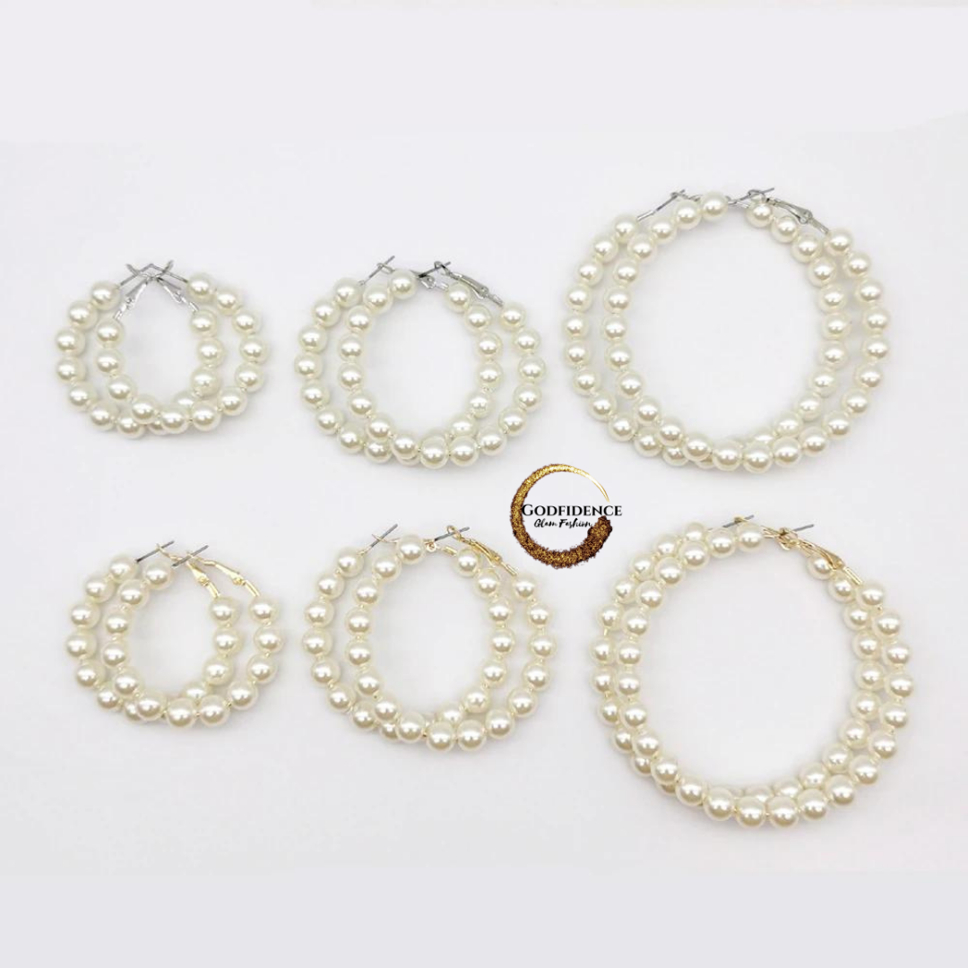 Classic Glam | Pearl Hoops