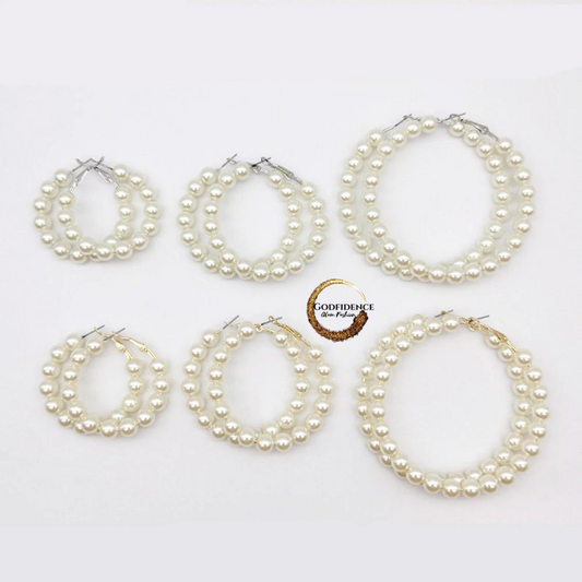 Classic Glam | Pearl Hoops