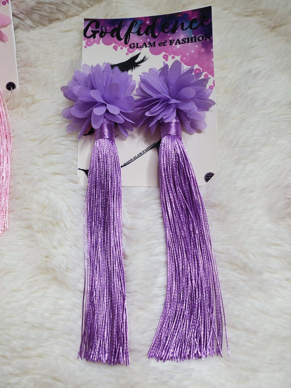 Queen Glam| Lovely Lavender Silky Tassel Earrings