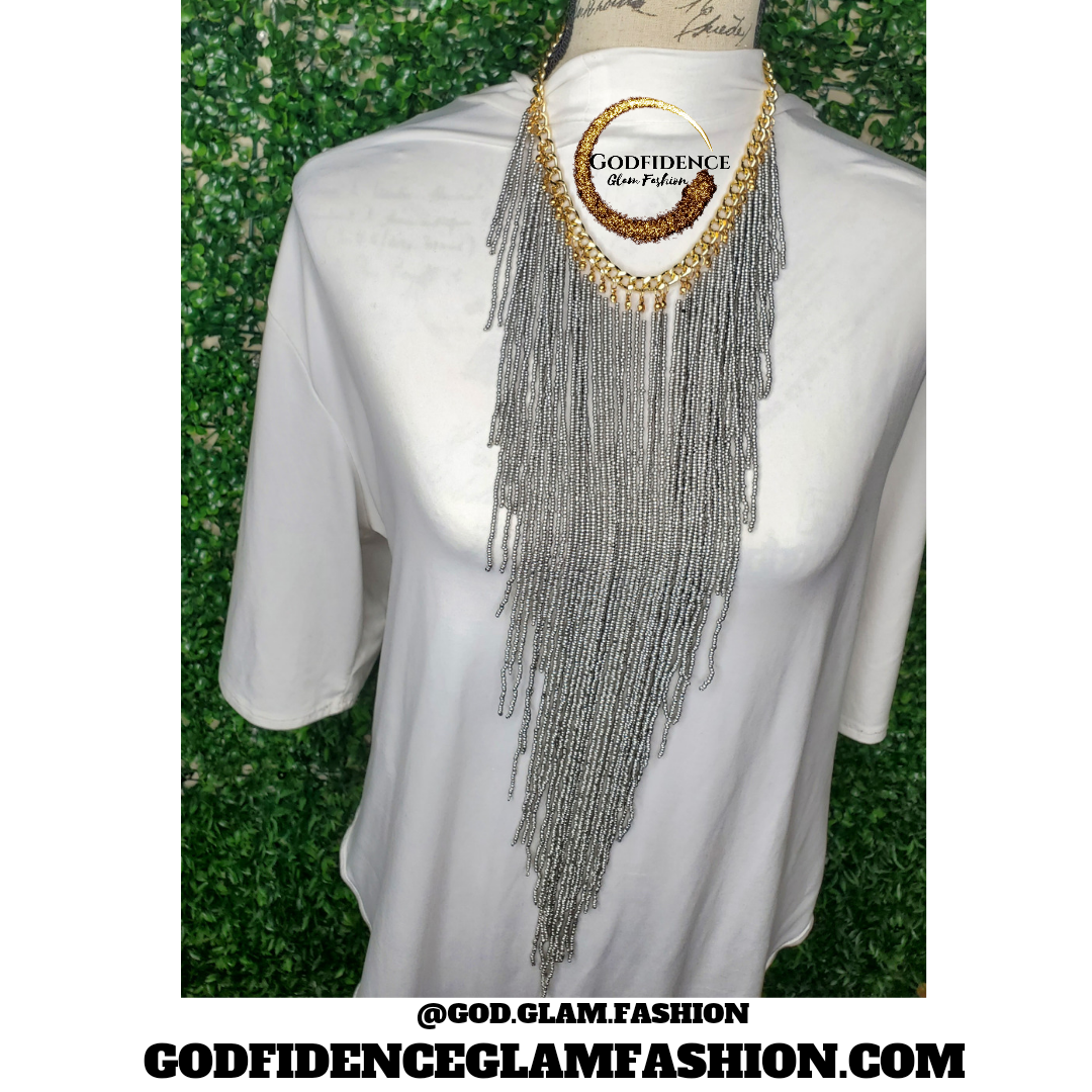 Ashes | Beaded Fringe Necklace