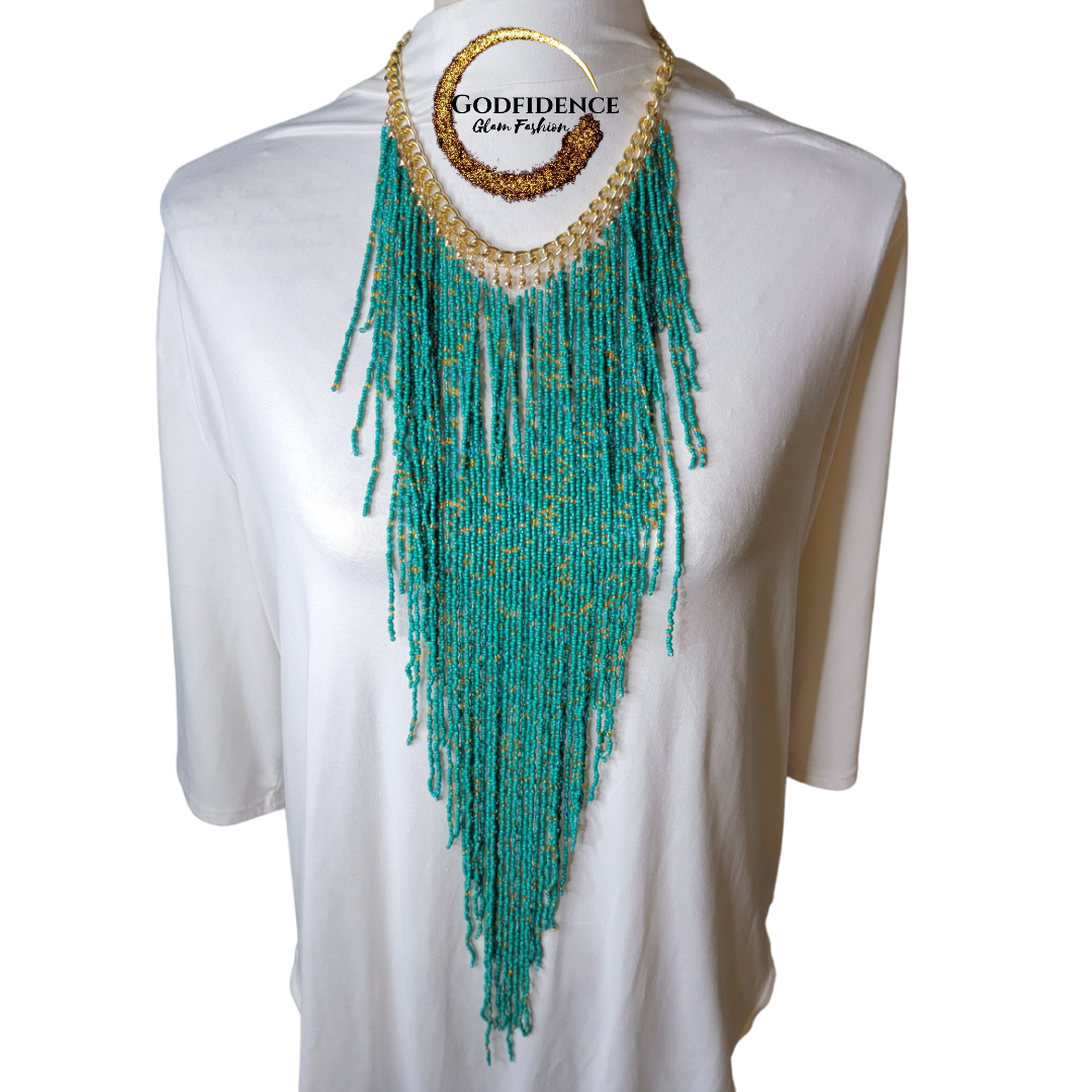 Teal We Meet Again | Fringe Beaded Necklace