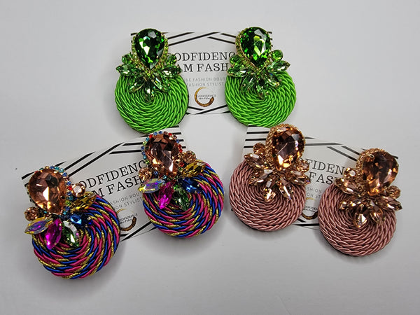 Entanglement | Glamorous Round  Rhinestone Encrusted Earrings