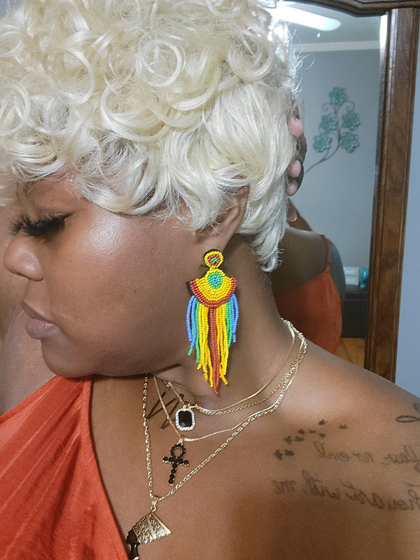 Pride | Rainbow Beaded Fringe Dangles