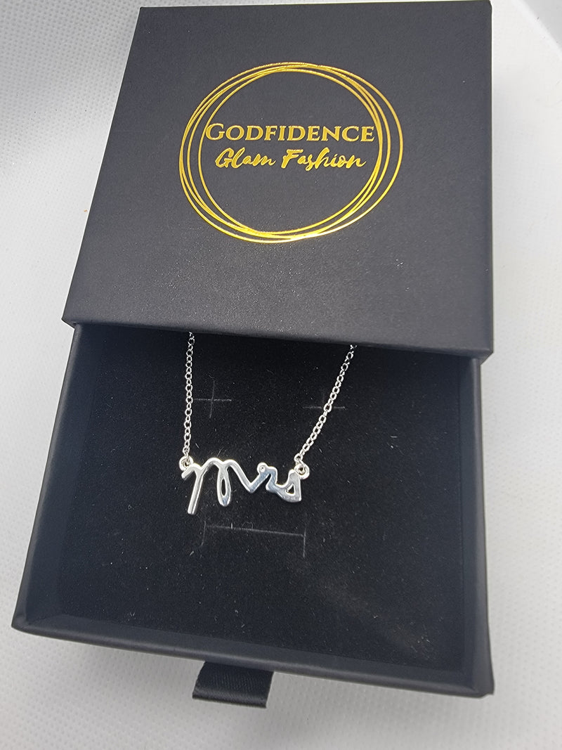 Mrs. Script Necklace