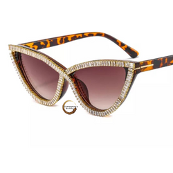 Icy Cat-Eye Bougie Sunnies | Rhinestone  Jeweled Trimmed Sunglasses