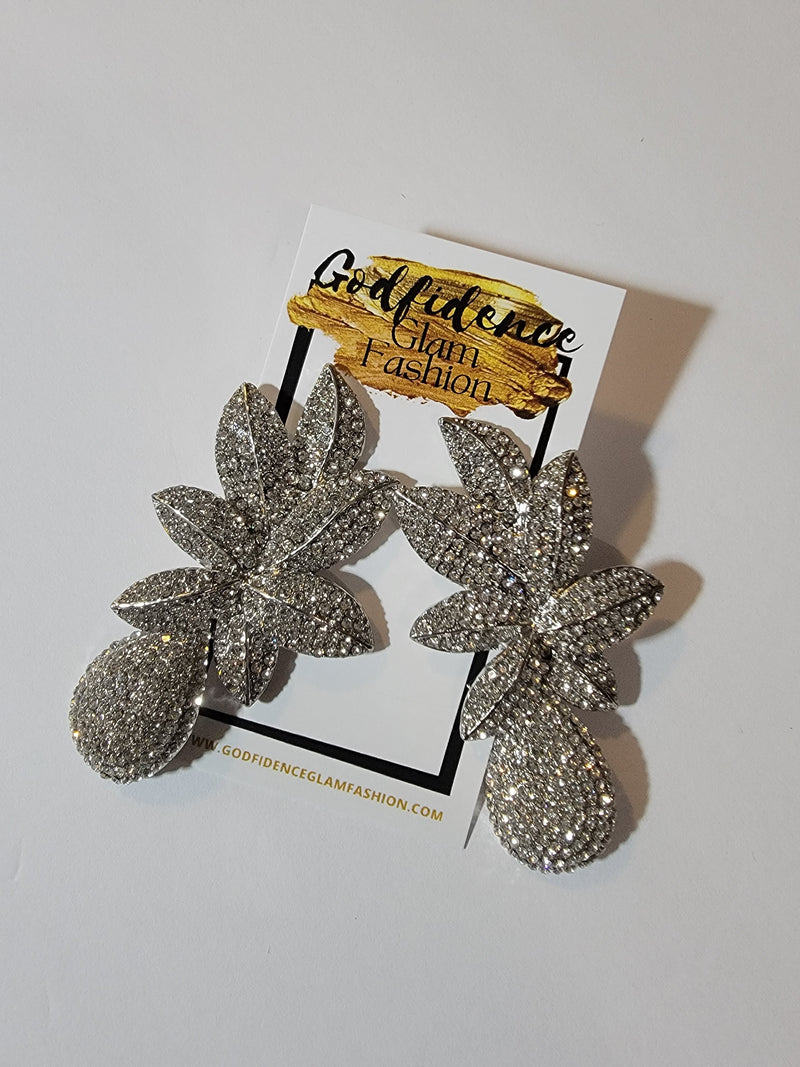 Sparkling Palms | Dazzling Flower Earrings