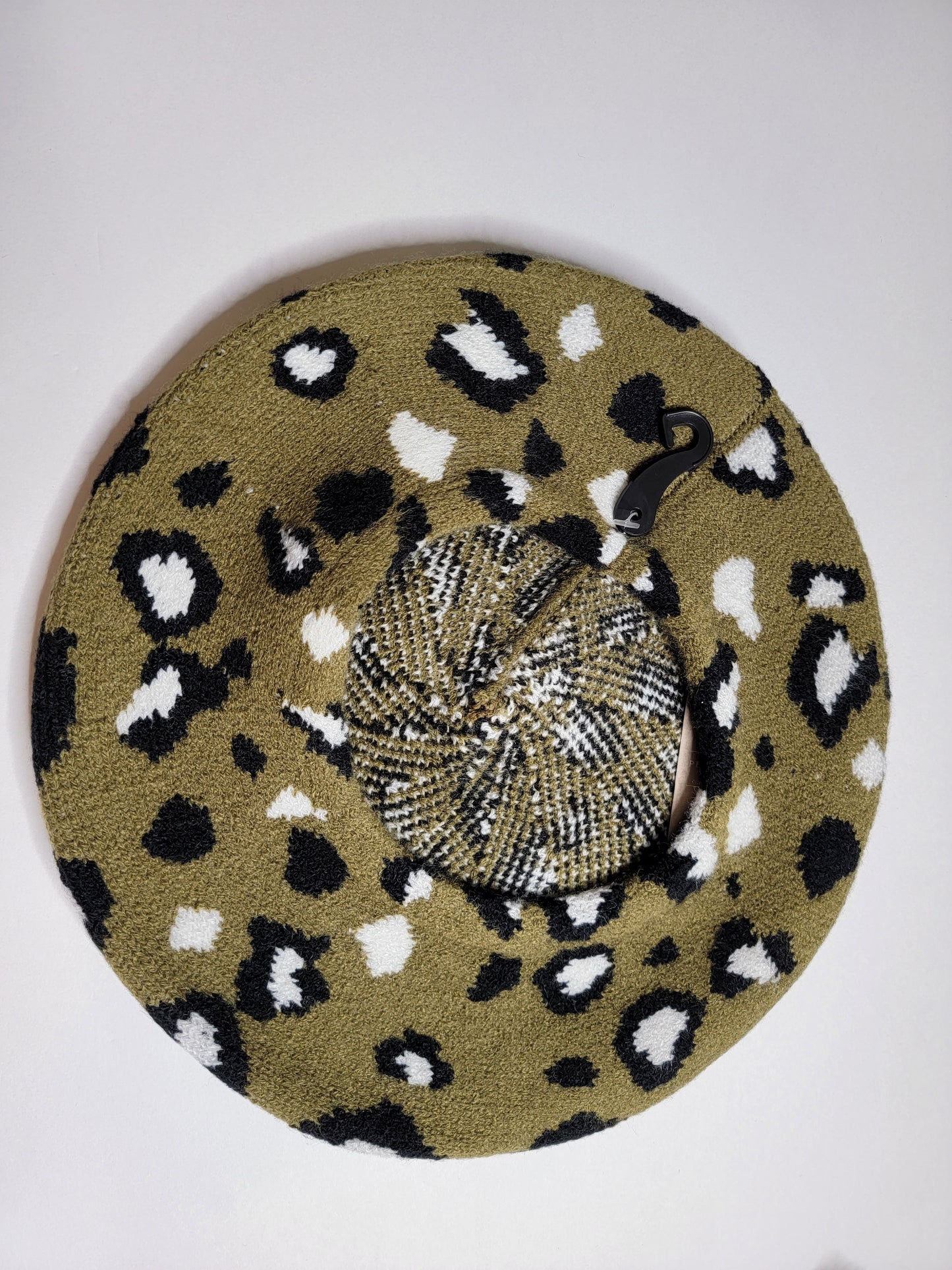 Olive You | Olive Green and White Leopard Print BERET