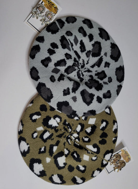 Miss Thing |Grey Leopard Print BERET