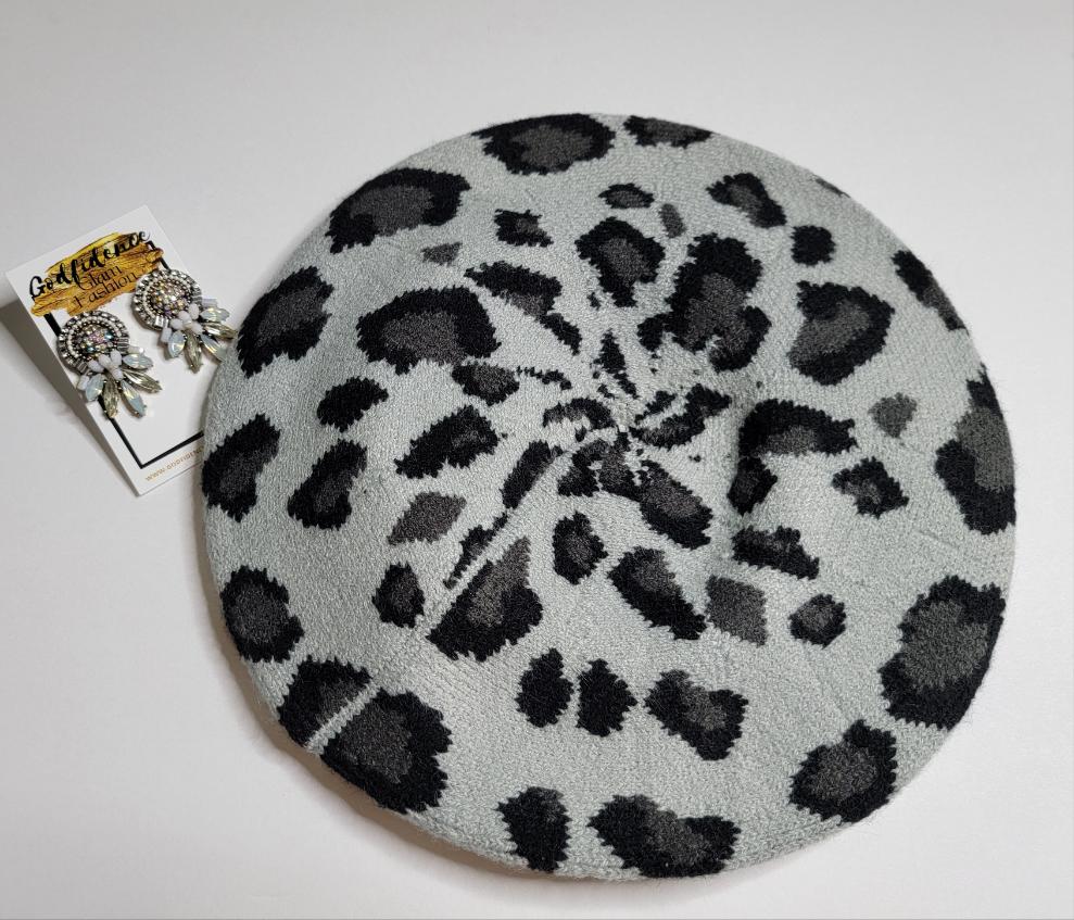 Miss Thing |Grey Leopard Print BERET