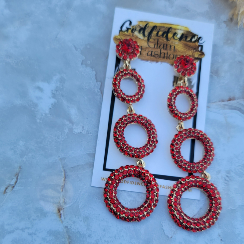 Cherry | Dynamic Circular Rhinestone Dangles