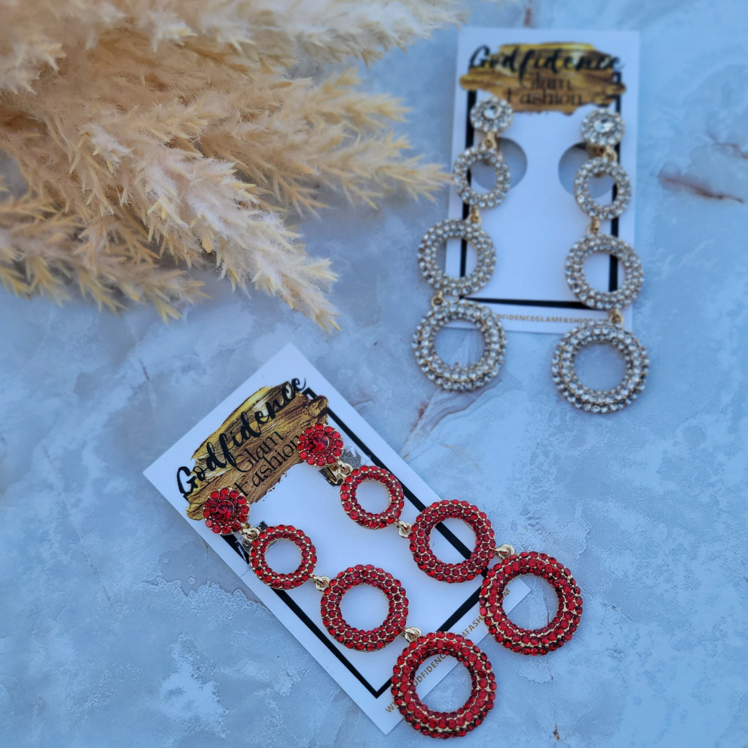 Cherry | Dynamic Circular Rhinestone Dangles