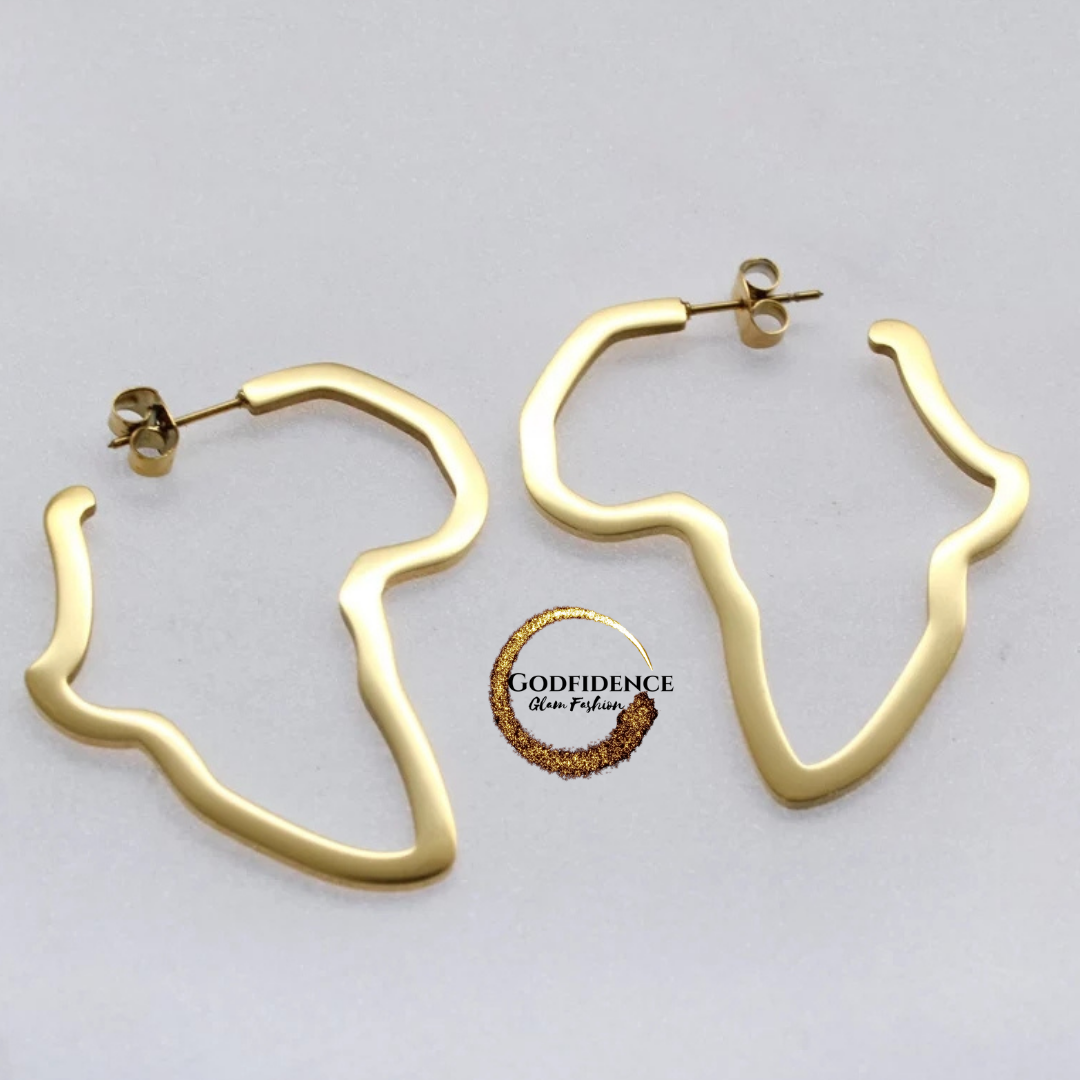 African Pride | Stainless Steel Africa Shaped Hoops