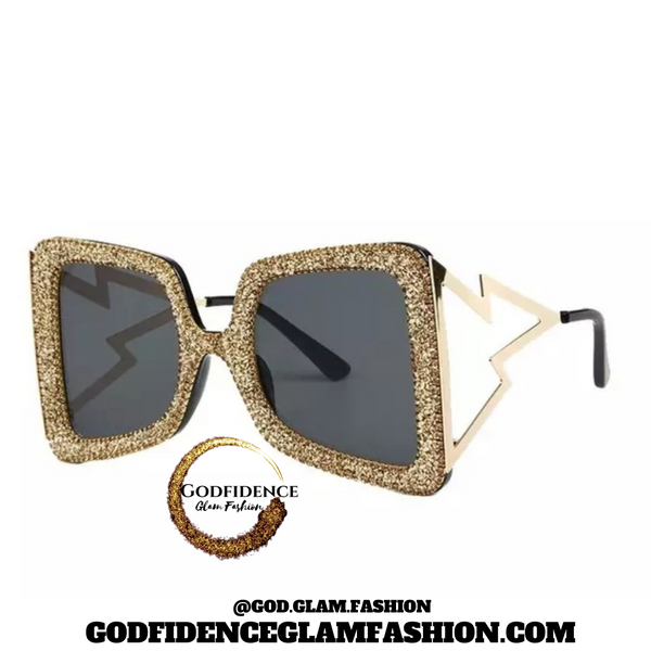 LoLa Bougie Sunnies | Glitter Trimmed Oversized Sunglasses
