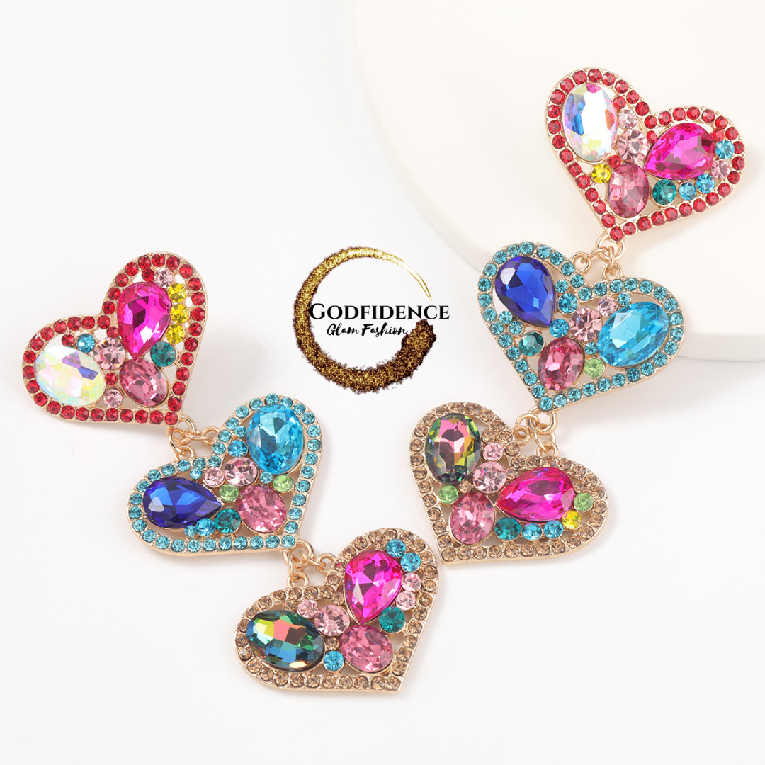 Heart Strings | Glitzy 3 Tier Heart Dangles