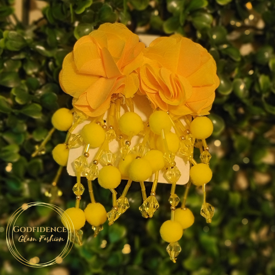 Yellow Rose Glam Dangles | Beautiful Yellow Mix Beaded  Earrings