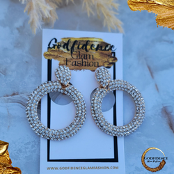 Ring My Bell | Bedazzled Circle Dangle Clip-on Earrings