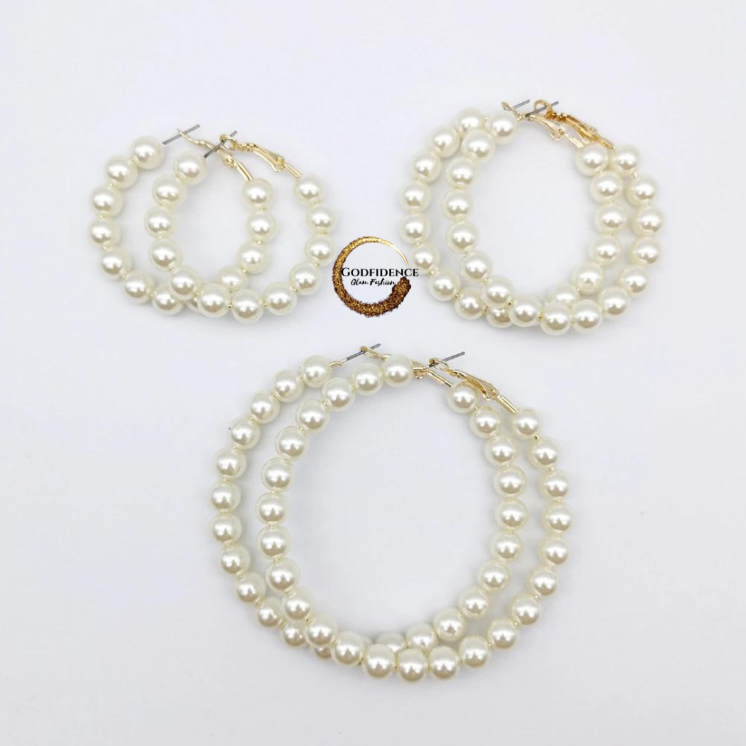 Classic Glam | Pearl Hoops