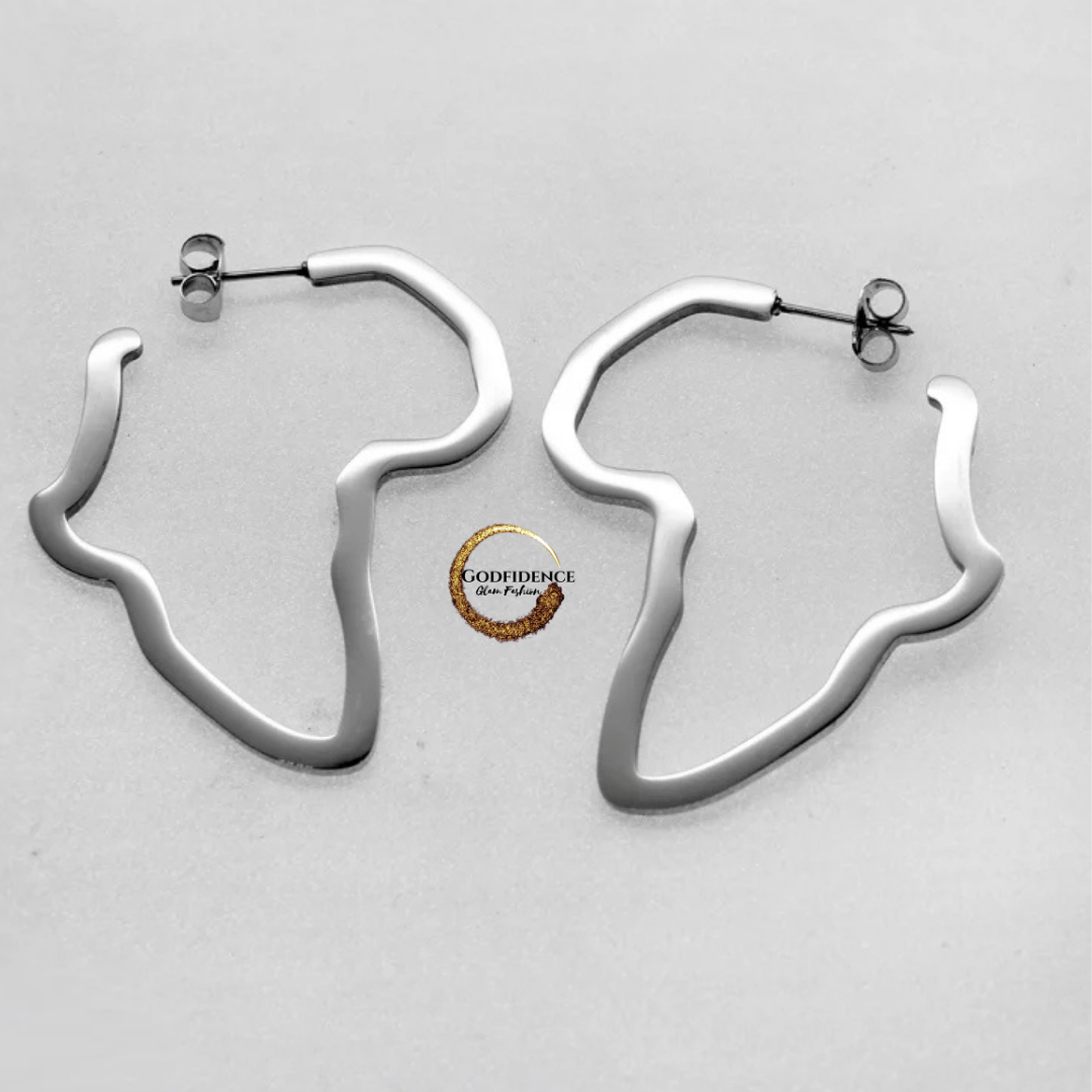 African Pride | Stainless Steel Africa Shaped Hoops