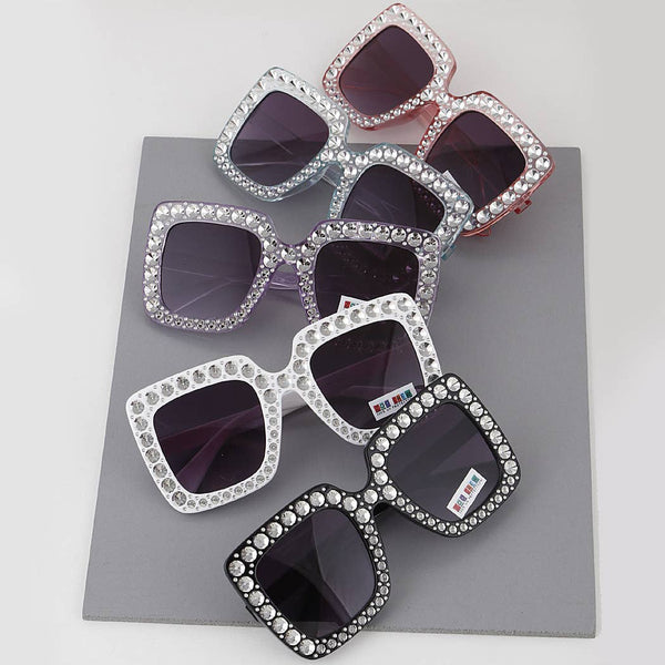 Flashing Lights | KIDS Blinged Out Thick Framed Square Sunglasses