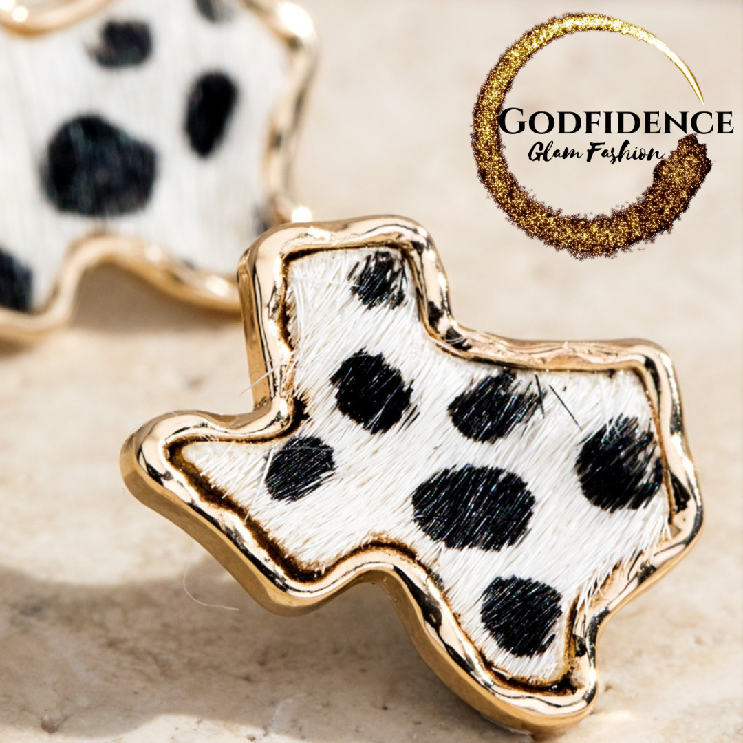 Texas Girl Glam | Animal Print Texas Shaped Studs