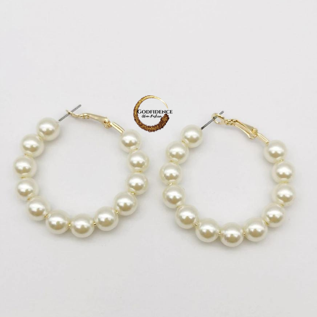 Classic Glam | Pearl Hoops