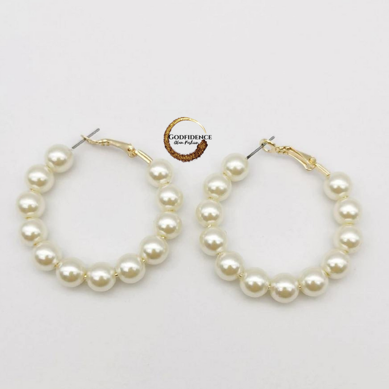 Classic Glam | Pearl Hoops