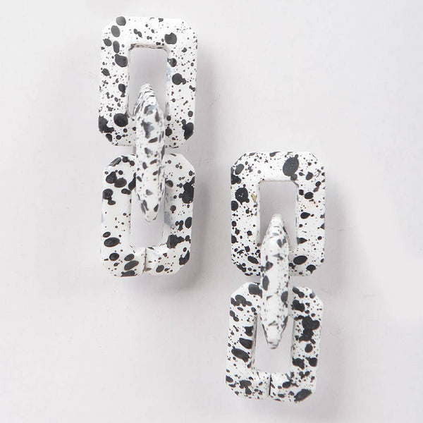 White Out | Splatter Paint Link Chain Earrings