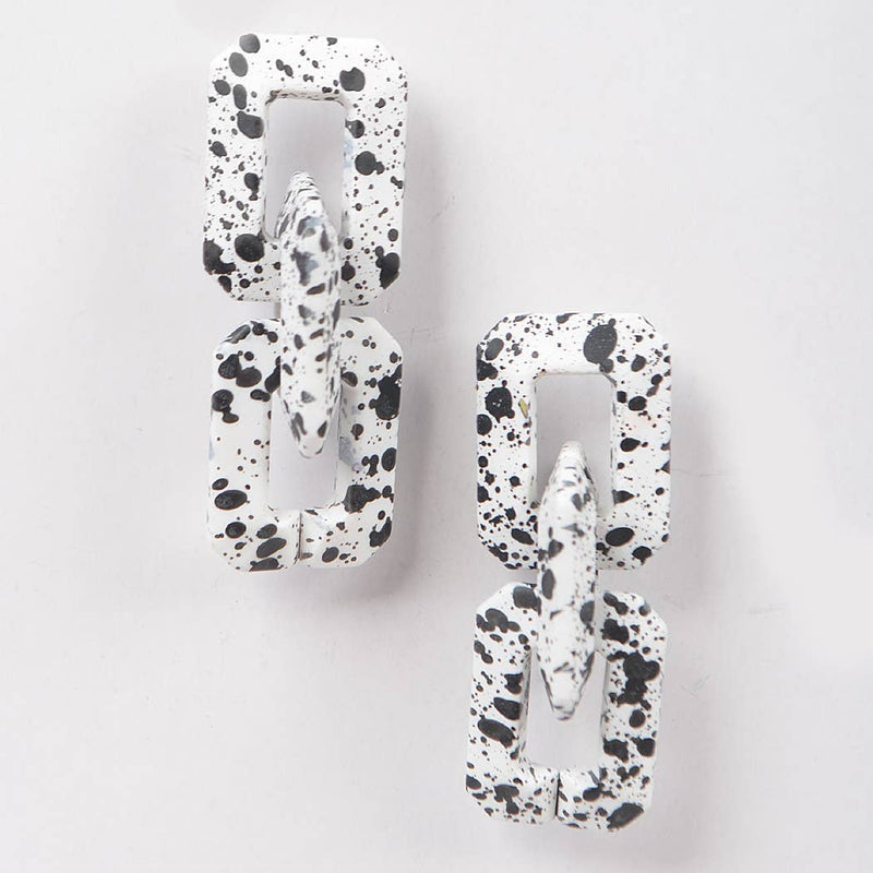White Out | Splatter Paint Link Chain Earrings