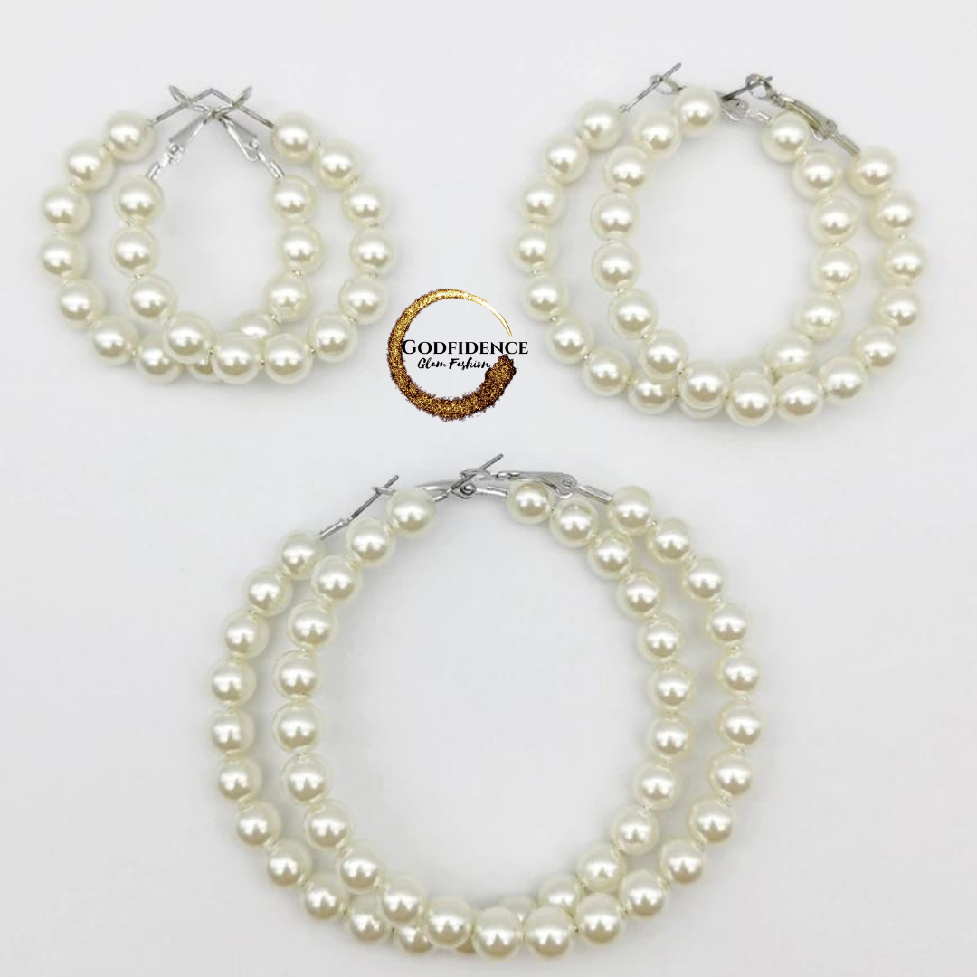 Classic Glam | Pearl Hoops