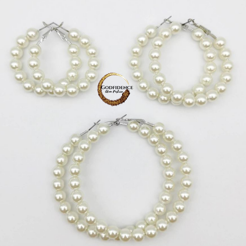 Marilyn Pearl Hoops - Earrings - 1950's Retro Hoops - Pearl Hoops