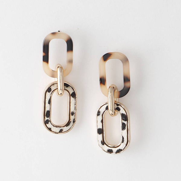 Spot on- Mixed Prints - Animal Print Chain-link Earrings
