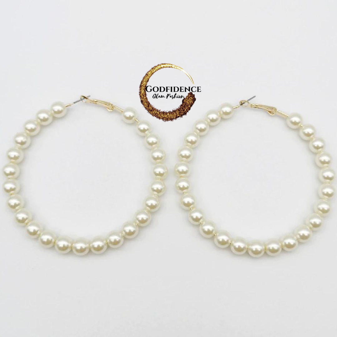 Classic Glam | Pearl Hoops