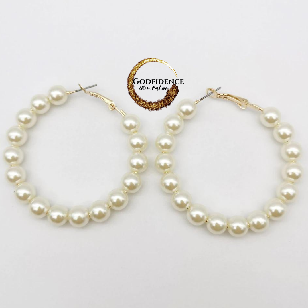 Classic Glam | Pearl Hoops