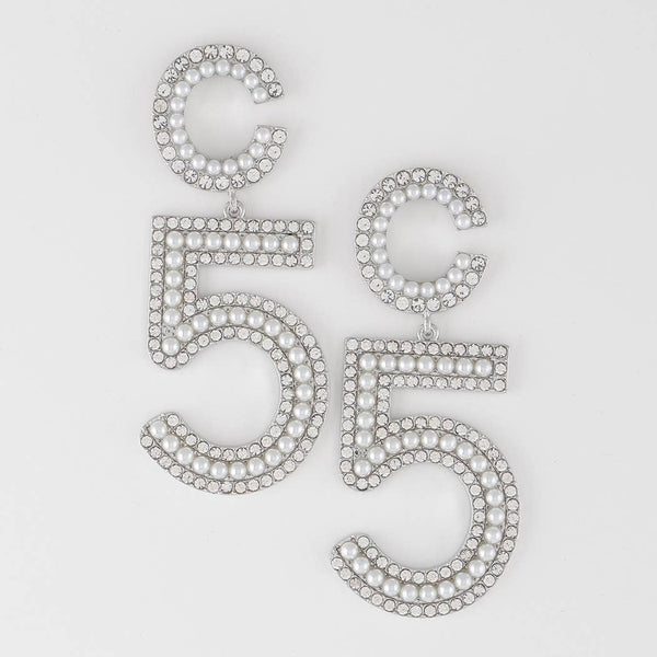 Five Ways to Love Me | Gorgeous Rhinestone and Pearl Dangles - Silver