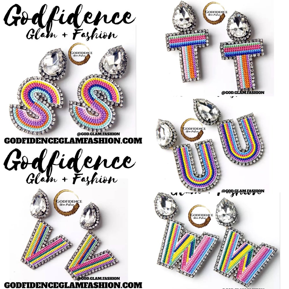 Initial Earrings | Rhinestone Bedazzled, Vibrant Letters