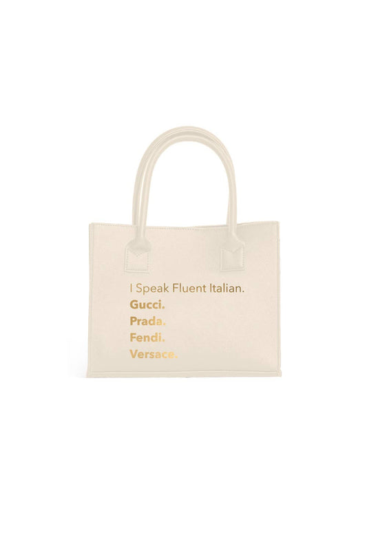 LAVISH LIVING-MINI Designer TOTE - Fluent Italian (Ivory)