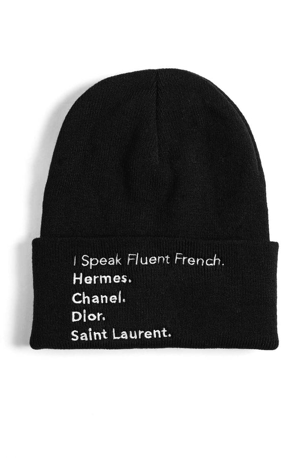 I Speak Fashion  BEANIE - Fluent French (Black)
