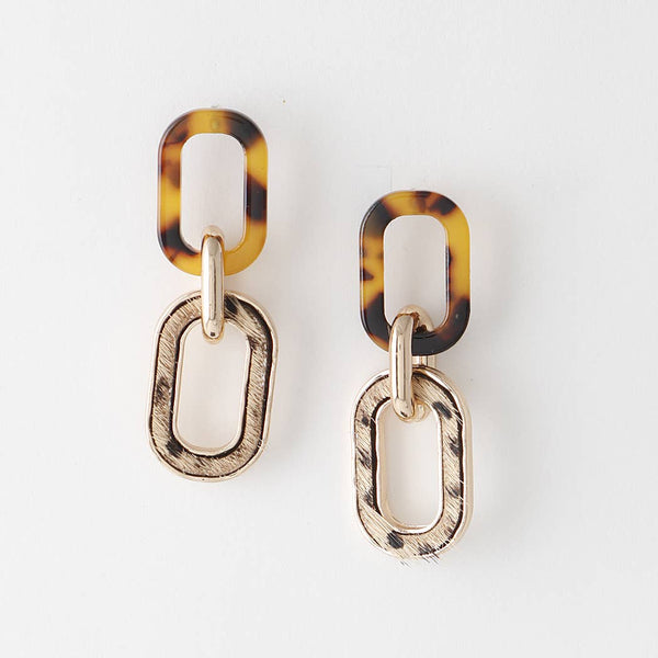 Simple Life -Animal Print Chain-link Earrings