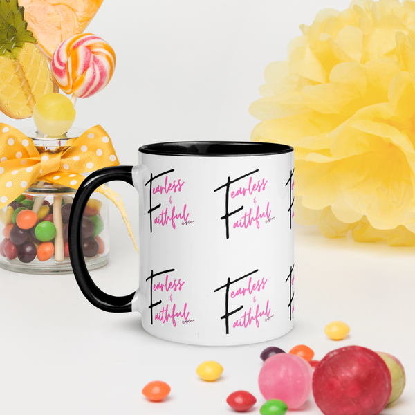 Bougie Sips | Faith & Fearless Mug with Color Inside